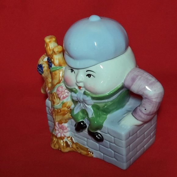 Vintage Feitx Humpty Dumpty Sitting On  Wall Decorative Porcelain Teapot - Picture 14 of 14